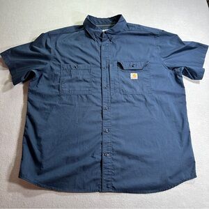 Carhartt Force Workwear Shirt Men’s 2XL Navy Relaxed Fit Vented Multi-Pocket